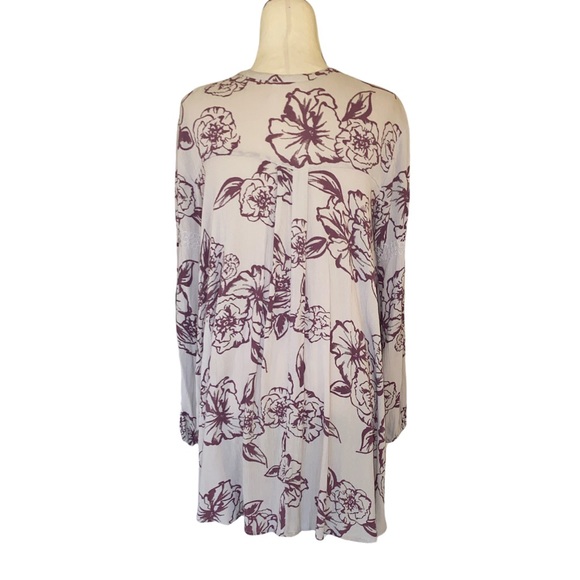 Free People Lavender Lilac Purple Floral Cutout Draped Mini Dress Tunic  XS - Picture 6 of 13